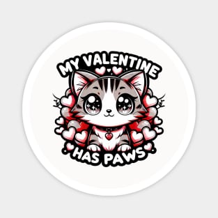 My Valentine Has Paws Valentine_S Day Girls Cute Anime Cat Magnet